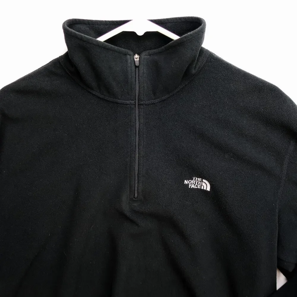 Mens XL Black Quarter Zip Fleece Pullover Lightweight | The North Face TKA 100